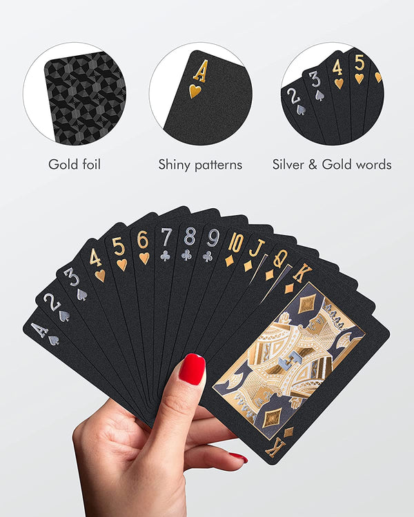 Diamond Waterproof Black Playing Cards, Poker Cards, HD, Deck of Cards (Black)