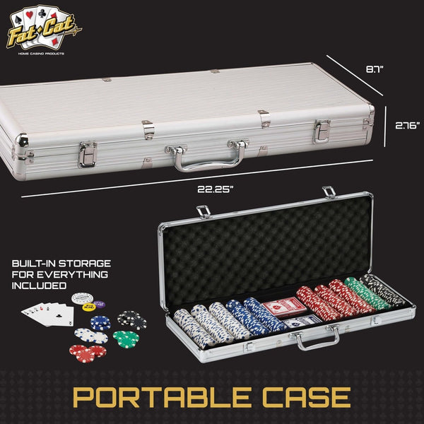 11.5 Gram Texas Hold 'Em Claytec Poker Chip Set with Aluminum Case, 500 Striped Dice Chips